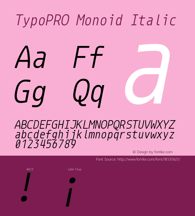 typopro monoid italic version 0.61图片样张