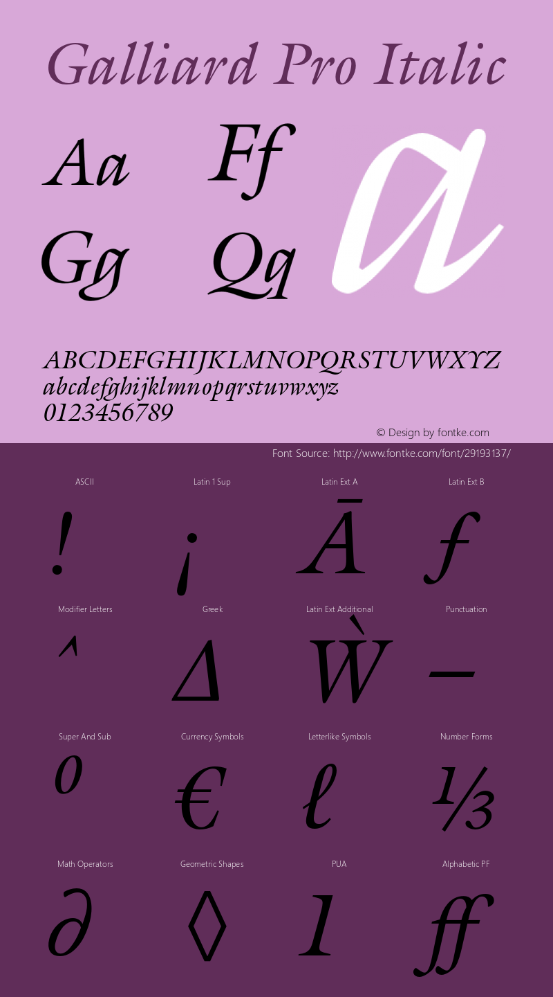 galliardpro-italic version 2.02图片样张-字体样张