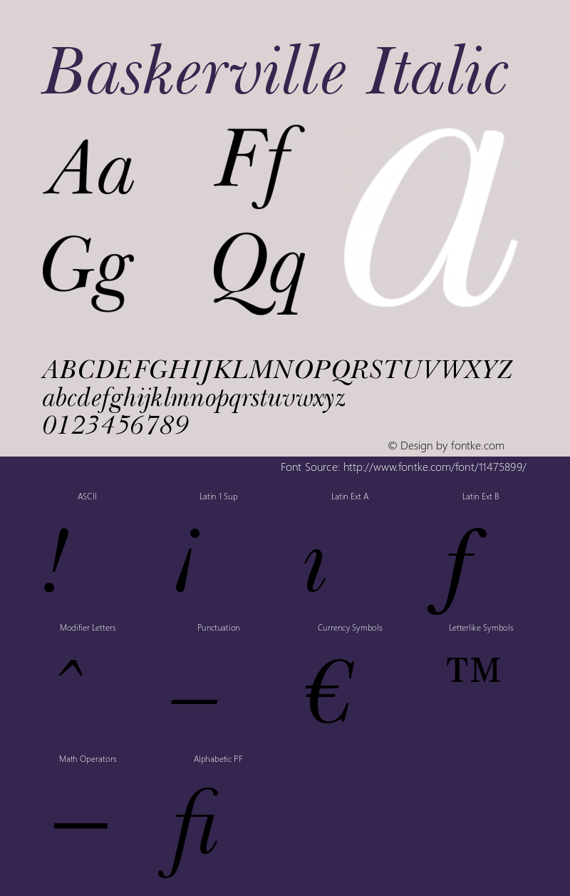 baskerville italic version 003.001图片样张