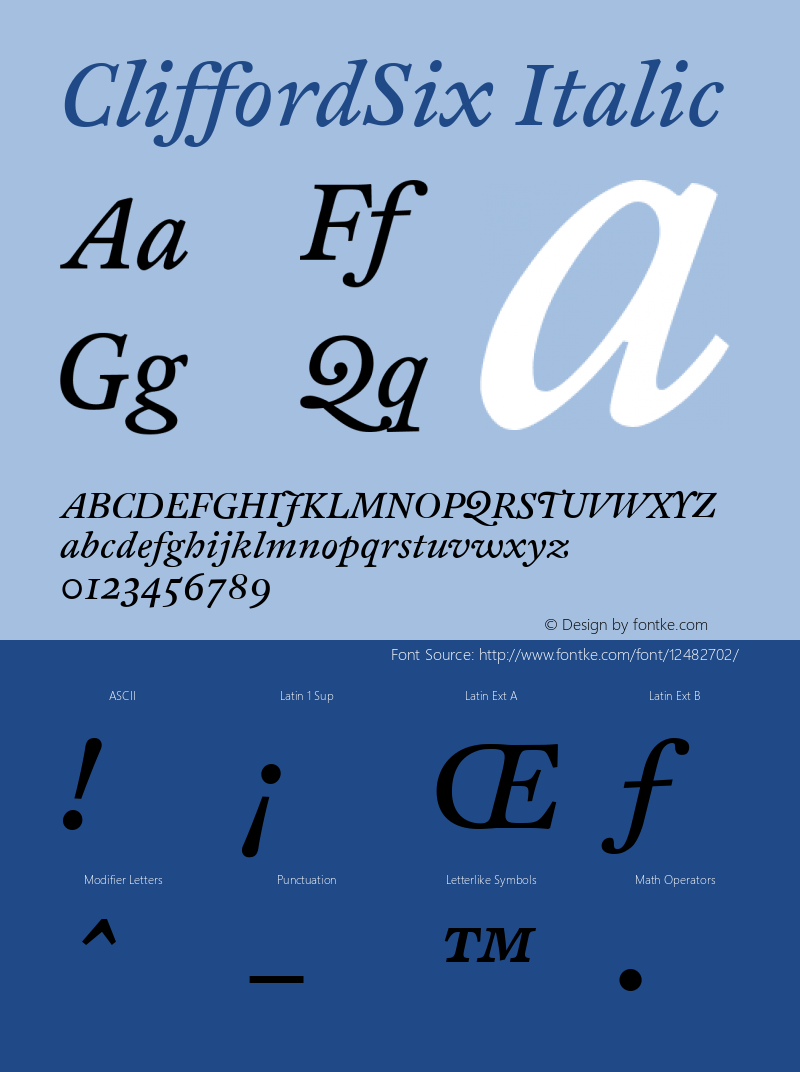 cliffordsix italic version 001.000样张图片