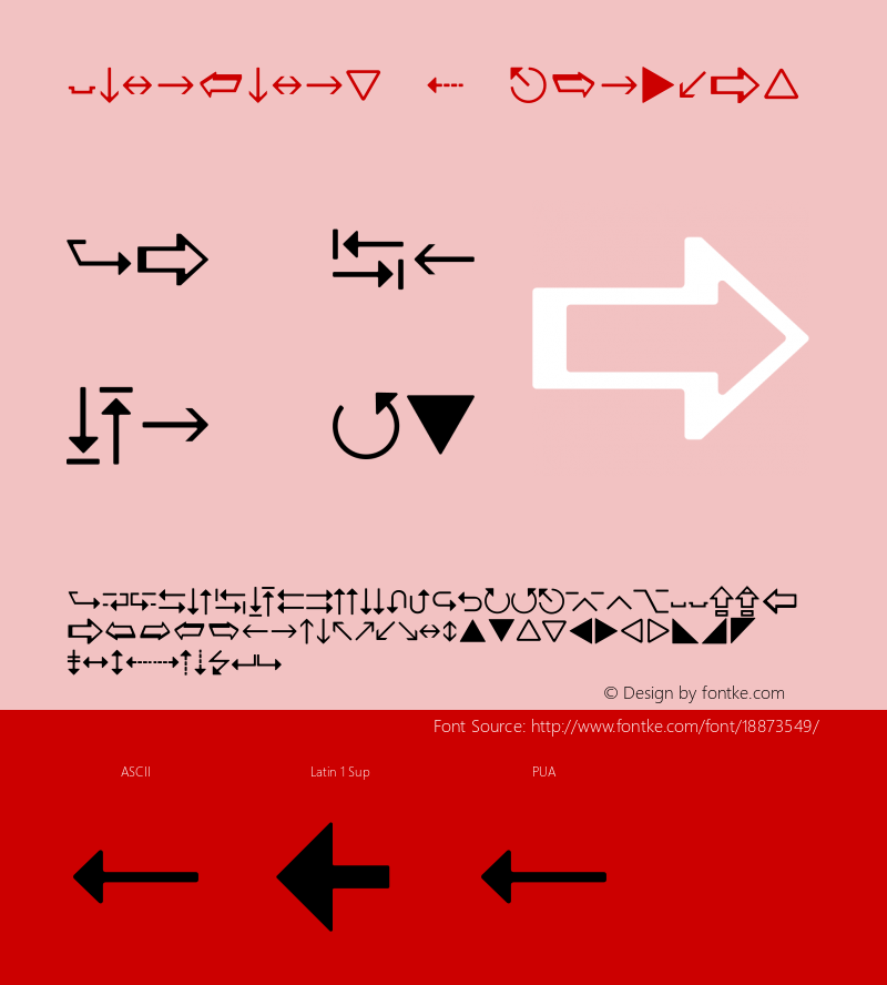 wingdings 3 regular version 1.00图片样张-字体样张