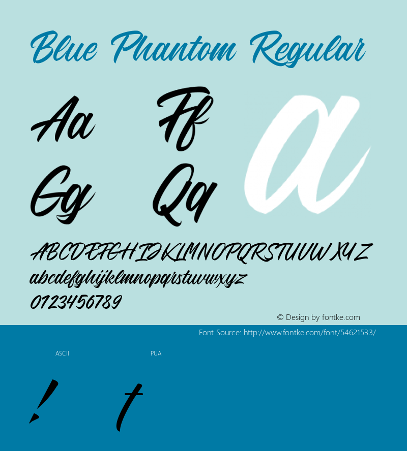 bluephantom version 1.000图片样张-字体样张-字客网