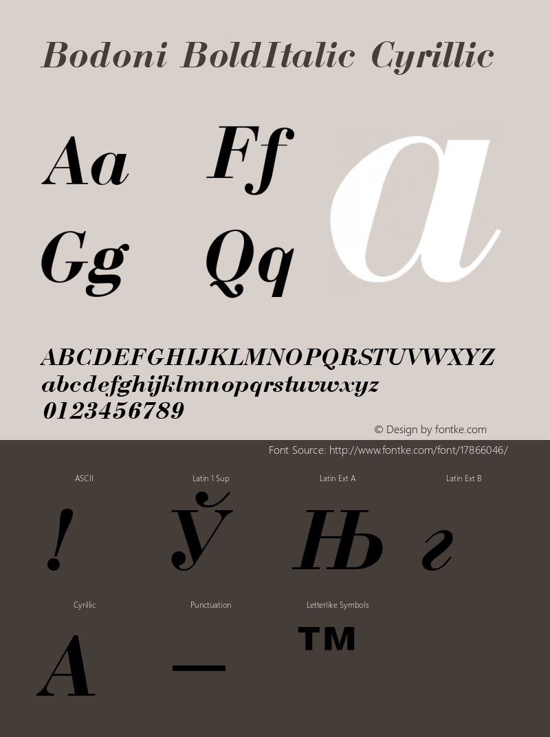 bodoni bolditalic cyrillic 001.000图片样张-字体