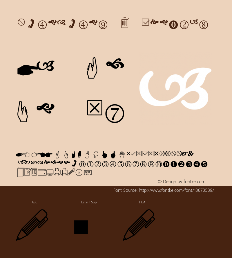 wingdings 2 regular version 1.00图片样张-字体样张