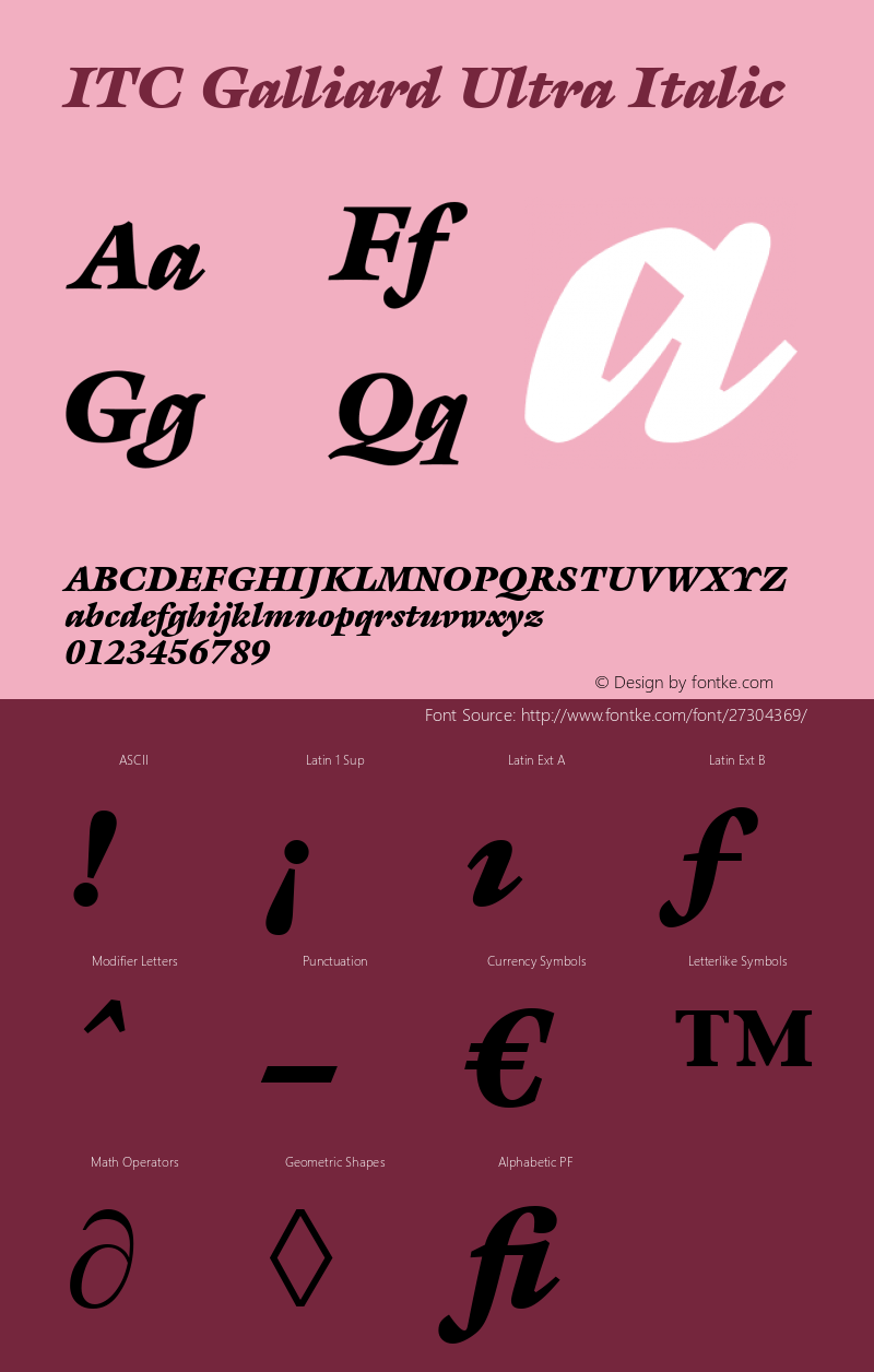 galliard ultra italic version 2.00图片样张-字体