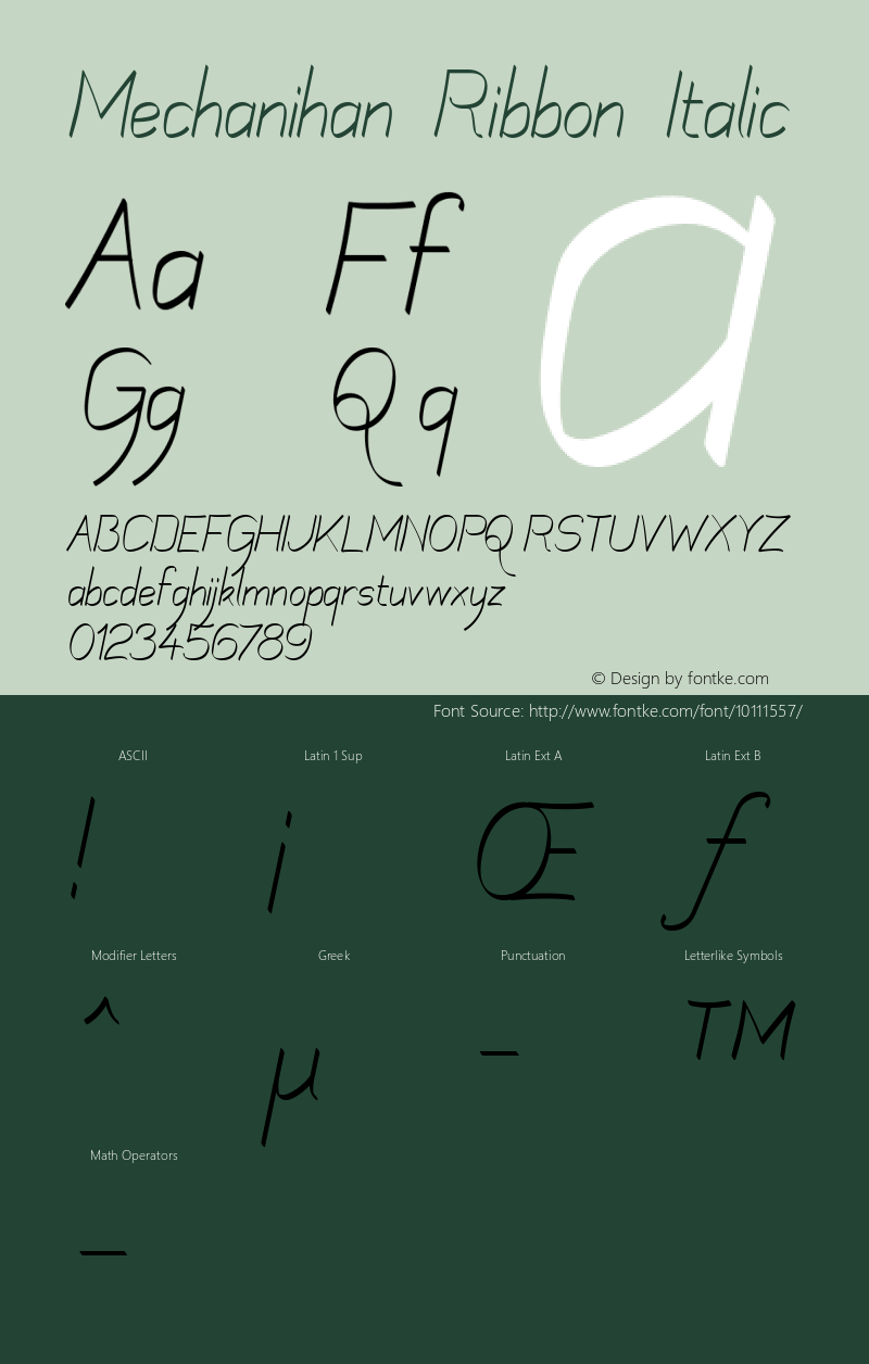 mechanihan ribbon italic 1.0样张图片