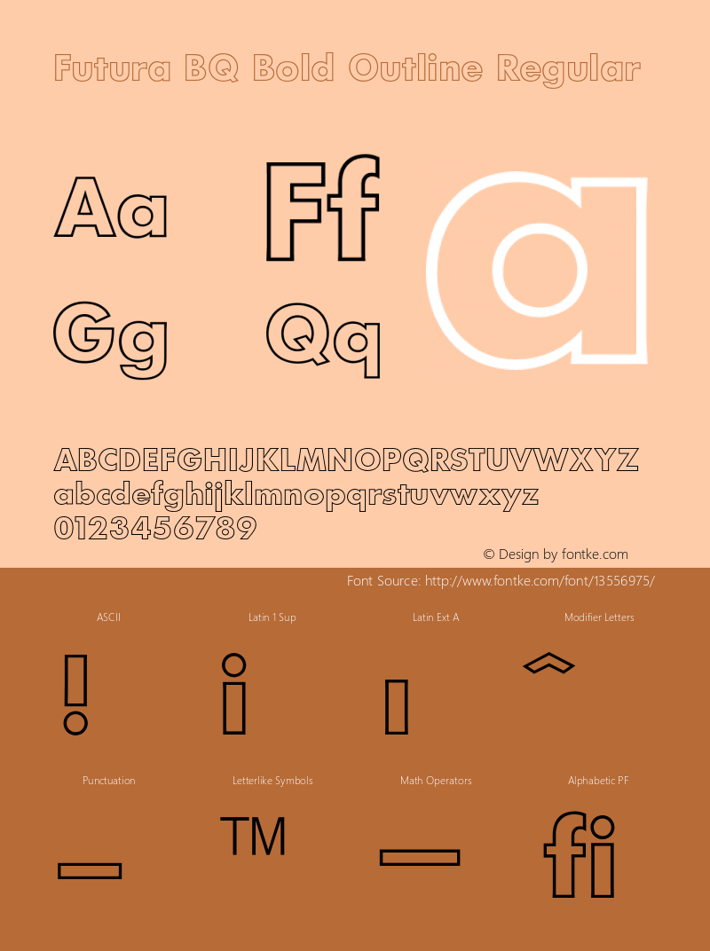 futura bq bold outline regular version 1.000圖片樣張