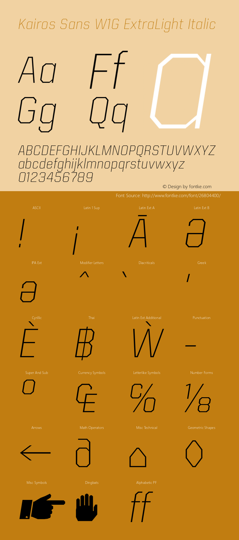 kairos sans w1g extralight it version 1 00图片样张